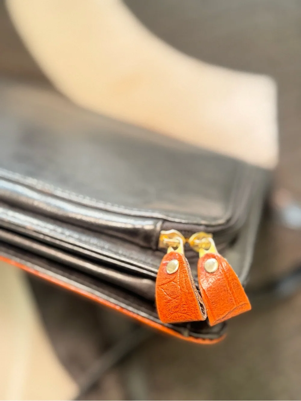 Bellerose Two-Tone Black & Brown Leather Briefcase